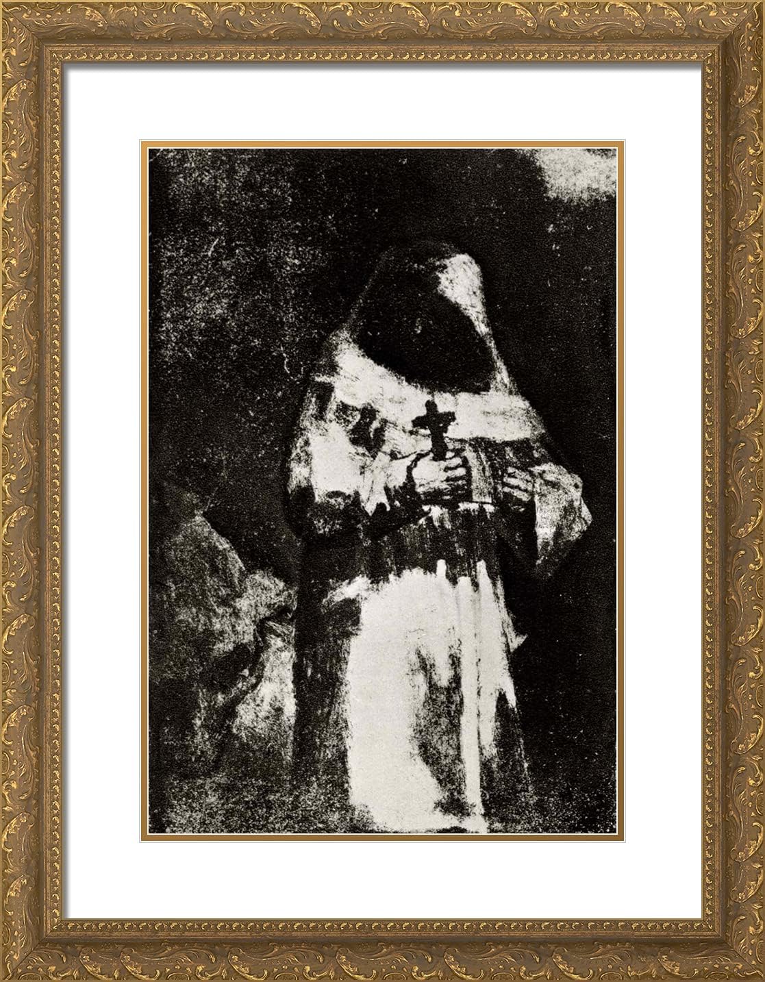 ArtDirect Goya, Francisco 19x24 Gold Ornate Framed Art Print with Double Matting Titled: The Monk