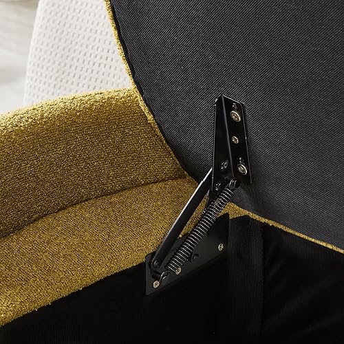 Miniatura 6 de White Boucle - Banco otomano de almacenamiento, moderno banco de almacenamiento tapizado de madera para interiores, taburete de almacenamiento para