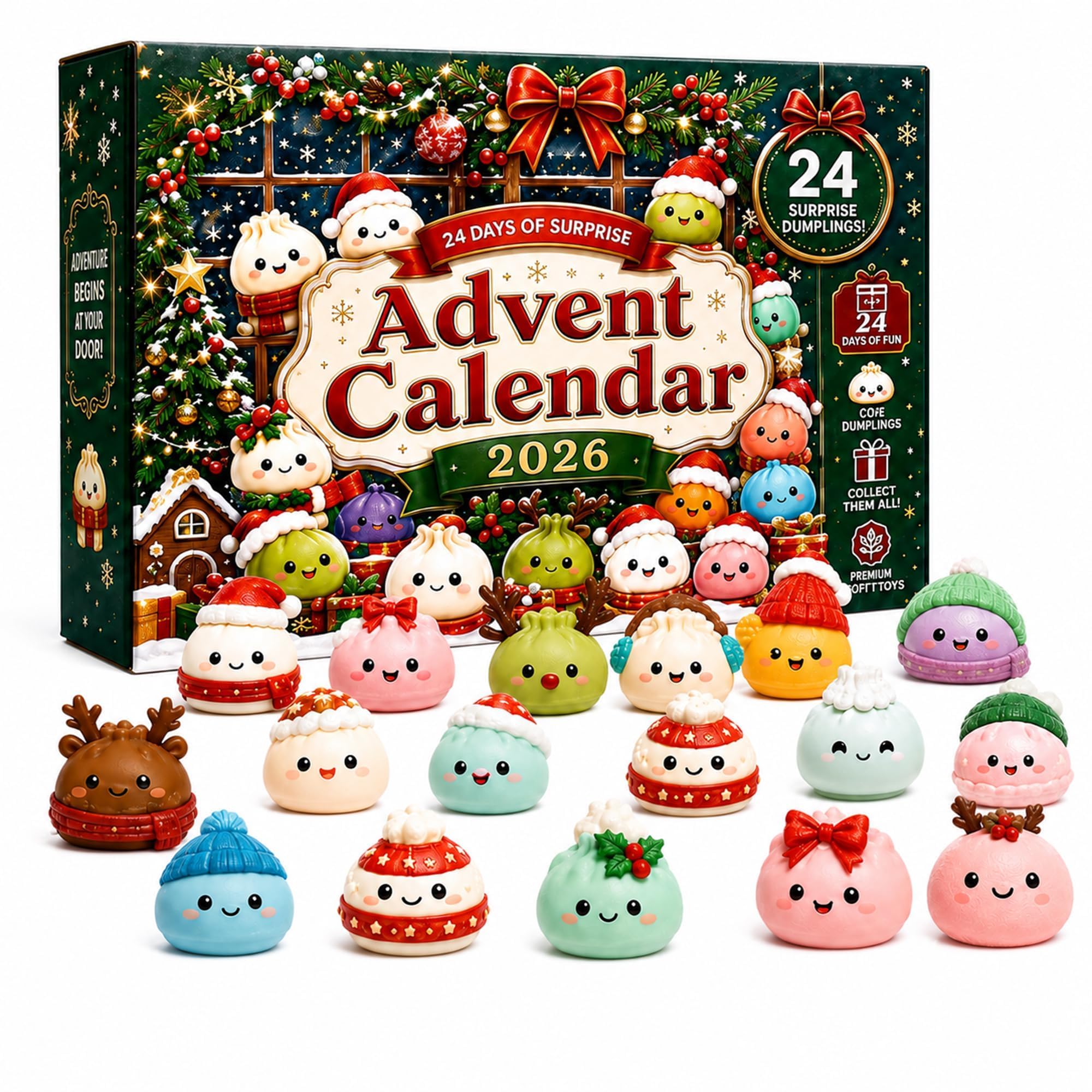 2026 Dumplings Soft and Cute Christmas Countdown Calendar Gift (2PC-A)