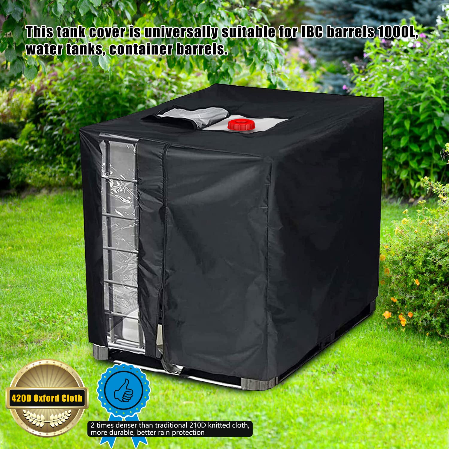 Bache Cuve 1000l, Couvercle de Conteneur Ibc 1000L, Bâche Pour Réservoir d'Eau, Housse de Protection Housse de Protection Pour Réservoir d'Eau de Pluie Conteneur Ibc (120 * 100 * 116Cm)