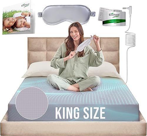 Earth Grounding Sábanas tamaño King con 12% fibra de plata, 4% seda y 84% algodón, color gris, sábana bajera conductora para un mejor sueño