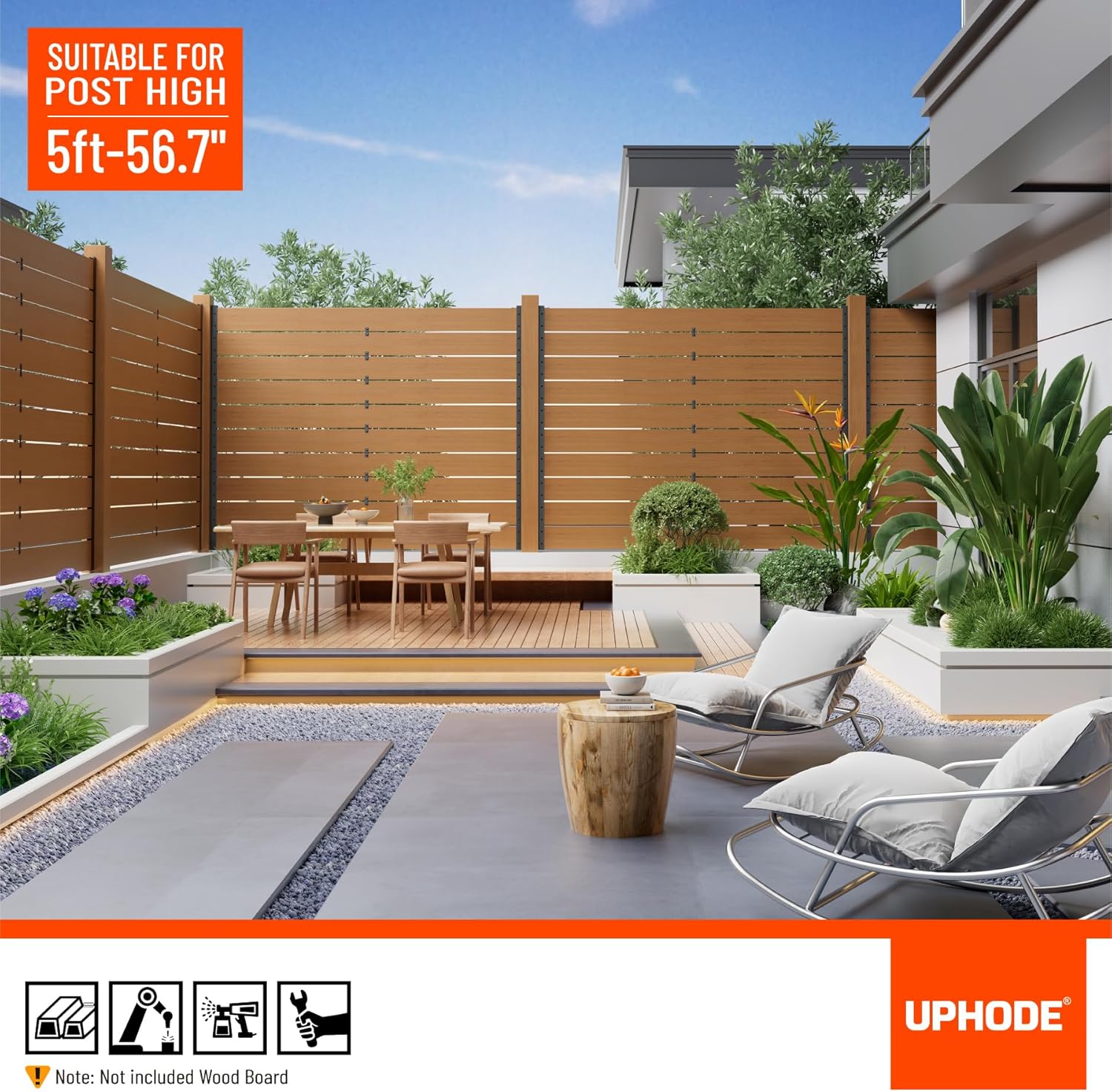 2Pack 5FT Metal Backyard Privacy Fence Panels Post Black