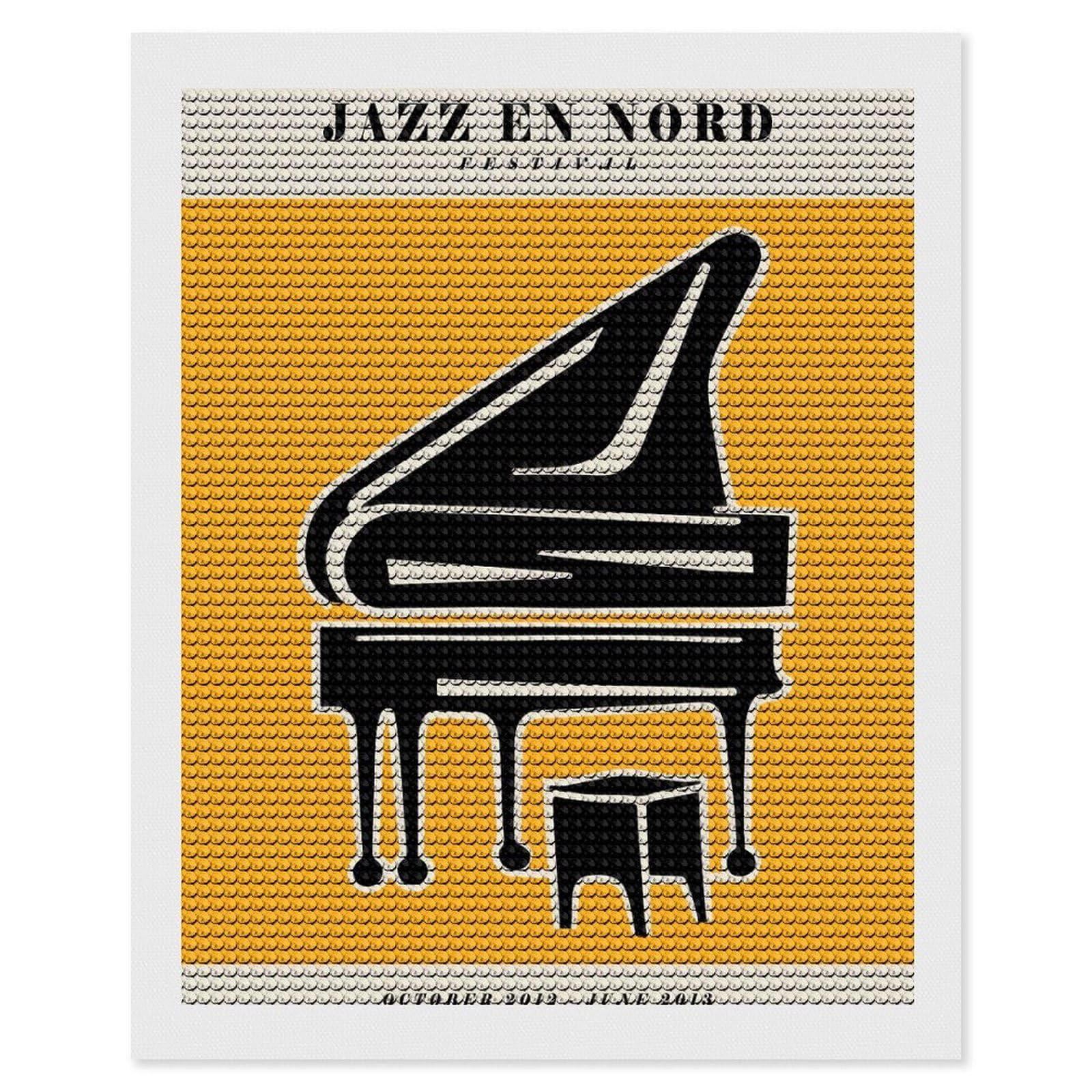 Junmoney Jazz En Nord Yellow Print Diamond Painting Canvas Set 16"x20", Full Kit Included, Calming Craft to Unwind, Farmhouse Decor, Christmas Gift