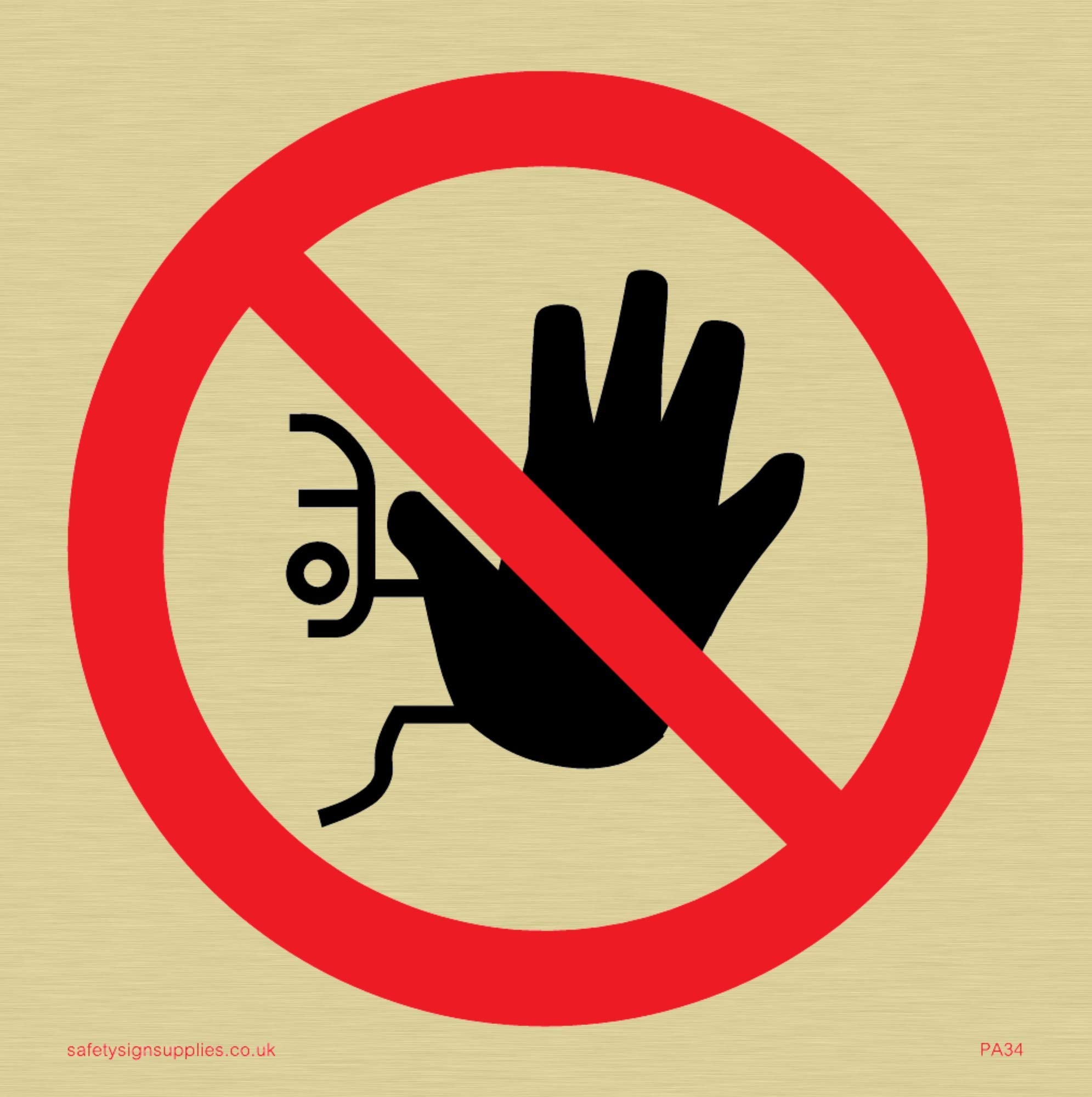 Viking Signs PA34-S85-G "No Access - Symbol Only" Sign, Rigid Gold Plastic, 85 mm H x 85 mm W