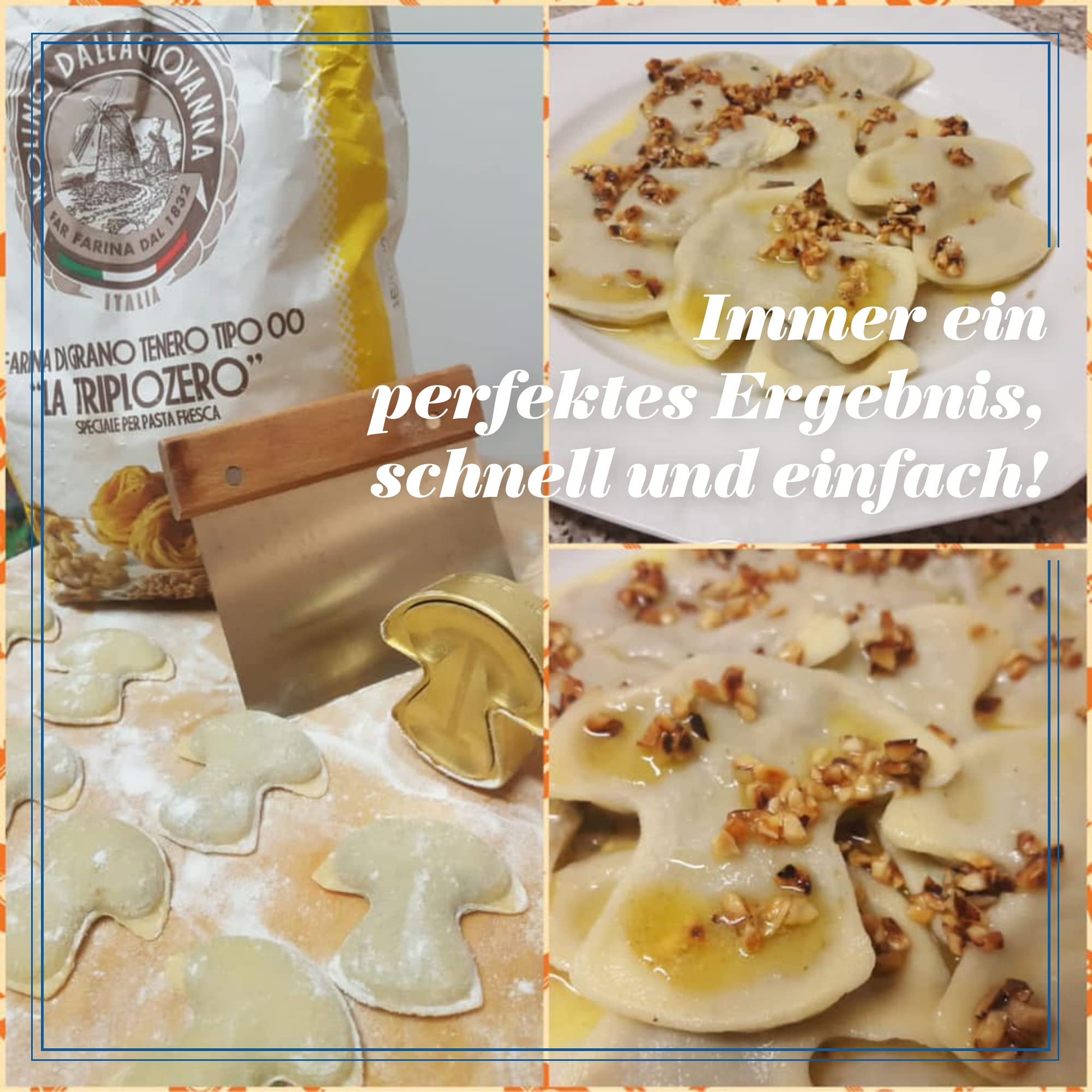 LA GONDOLA Professionelle Ravioli Stempel PILZ aus Messing mit Naturholzgriff -Formen und Stanzer von den besten Restaurantküchen und Chefs benützt