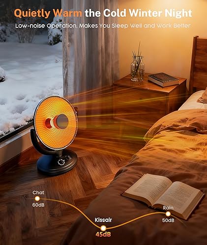 Miniatura 6 de Calentador de espacio, calentadores eléctricos con termostato y tiempo, calentador de platos radiante con protección de vuelco y sobrecalentamiento,