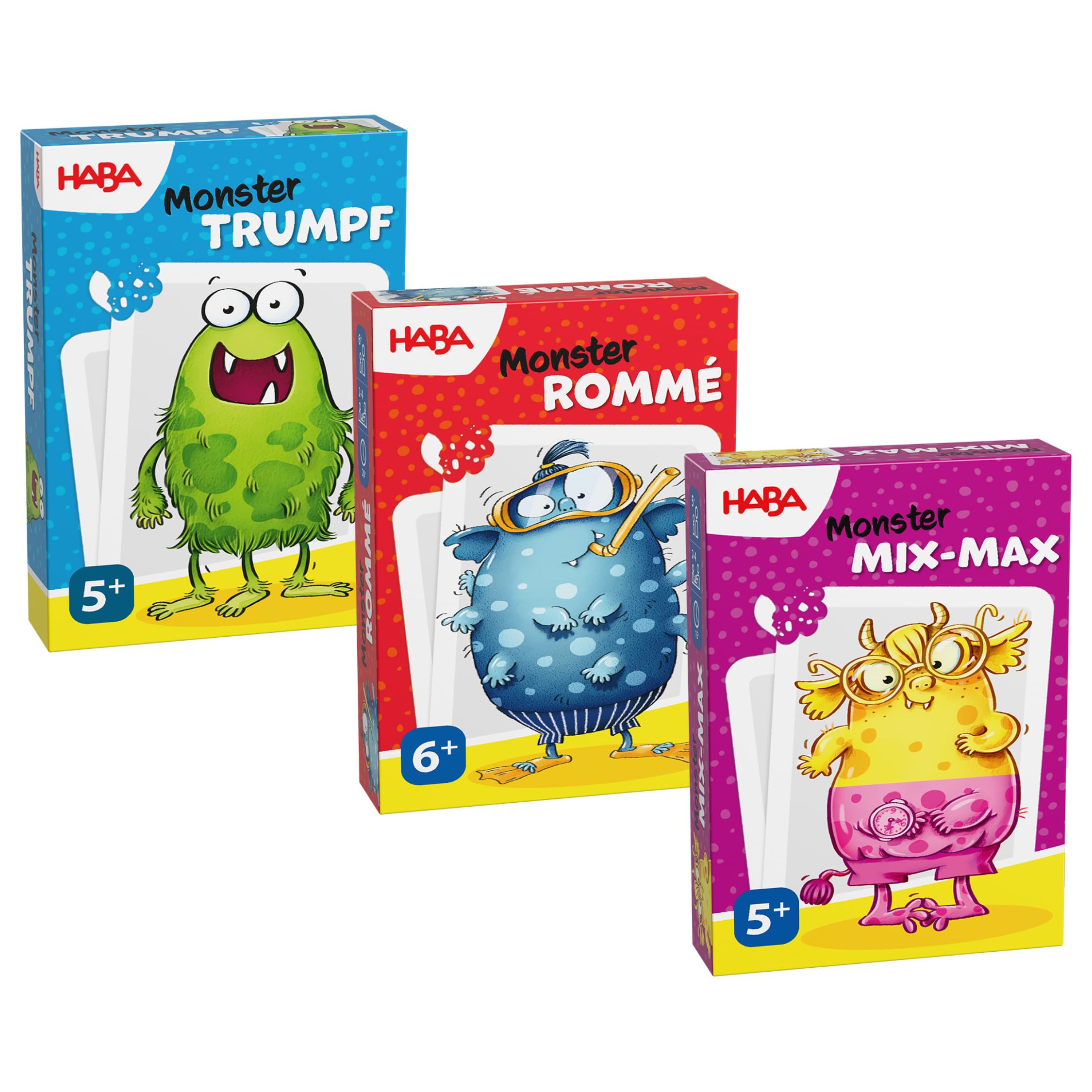 HABA Monster Card Game Set - Three Exciting Card Games for Children from 4 Years - Promotes Attention & Creativity - Ideal for Game Nights - 2013792