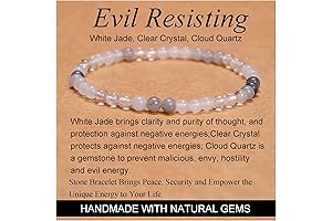 White Jade Clear Cloud Quartz Evil Resisting Handmade Yoga Bracelet