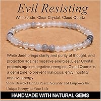 Vista 34 de MASSIVE BEADS Pulsera elástica de yoga hecha a mano con piedra natural, cristal curativo, energía, regalos para adultos unisex de 0.157 in, 0.236