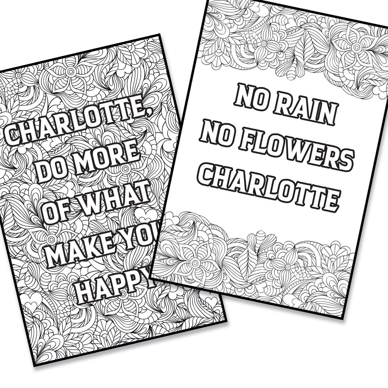 Paper Themes Floral Pattern Personalised Colouring Posters, Posters To Colouring In For Adults, Doodle Colouring (Floral Pattern)