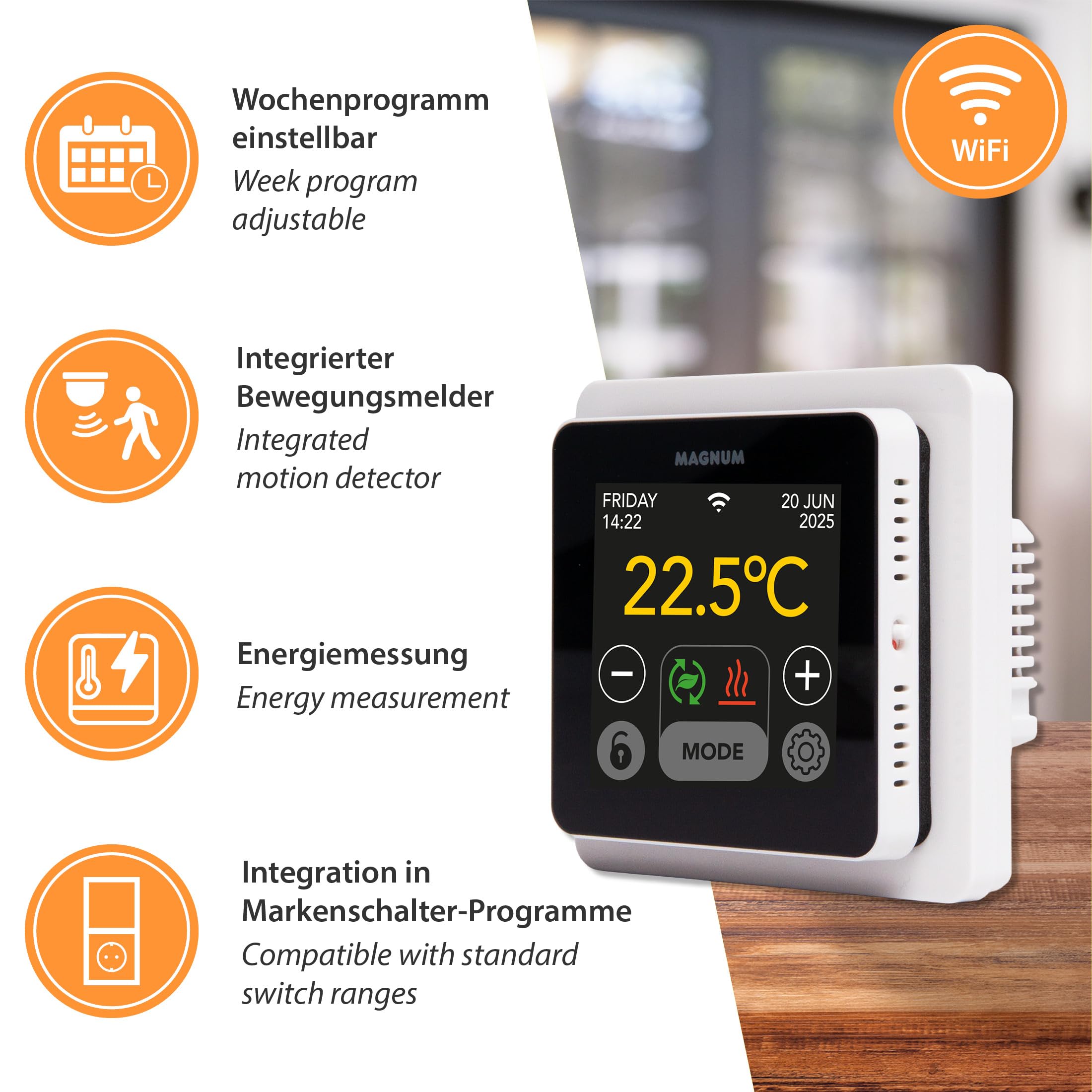 MRC - Termostato inteligente WiFi con sensor de suelo para calefacción por suelo radiante, calefacción eléctrica, convector, aplicación Tuya Smart App