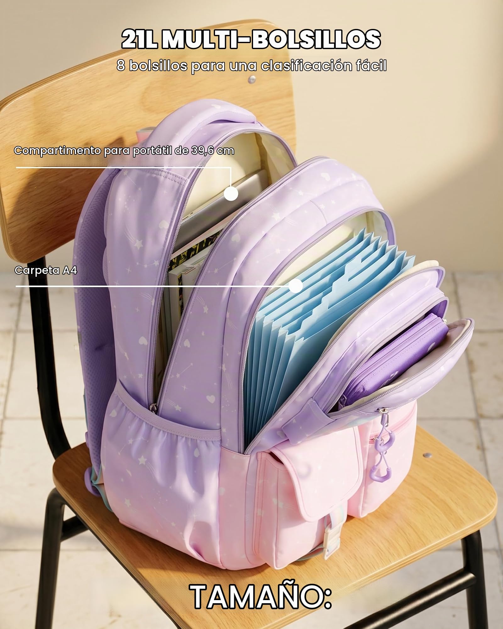 Amythe Set 3 Piezas Mochila Niña 1°-5° Primaria
