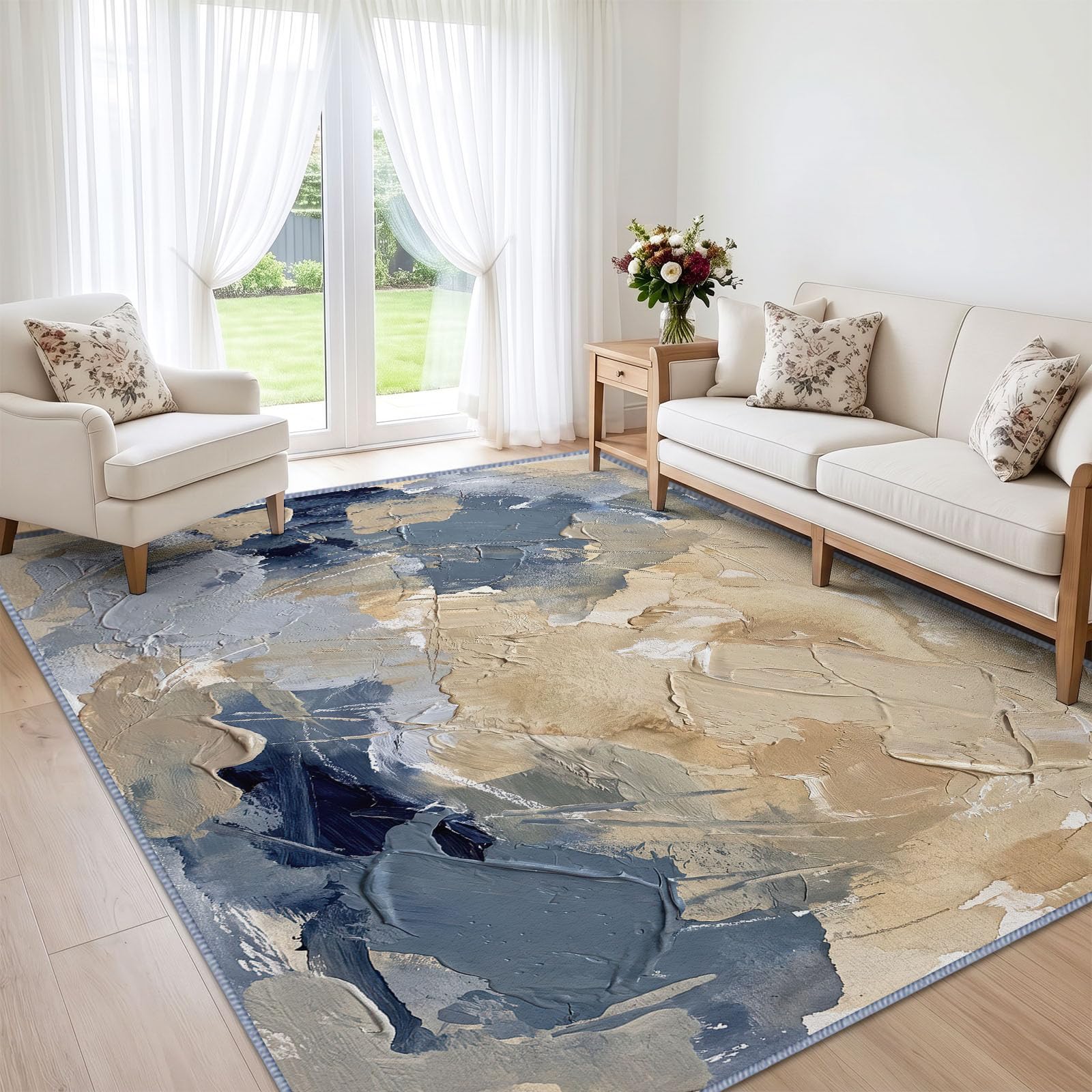Générique Tapis Bloc De Couleur Pigment d’intérieur Durable, Facile à Nettoyer 200x300 cm, Moderne Art Abstrait Tapis pour Salon, Chambre, Cuisine ou entrée