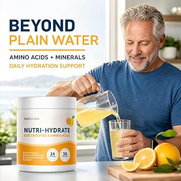 NutriSolution Nutri-Hydrate Electrolyte & Amino Acid Powder - Hydration Support for Adults - Pack of 1