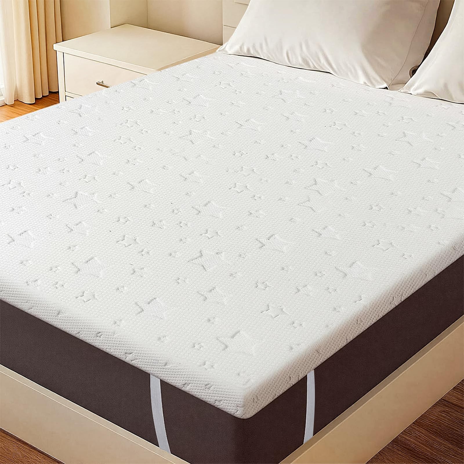 Lavio Single Mattress Topper Memory Foam, 5cm Cooling Gel Mattress Topper Single Bed Dual-Layer Reversible Orthopedic Mattress Topper, Elasticized Straps, Pressure Relief & Back Pain (90x190x5cm)