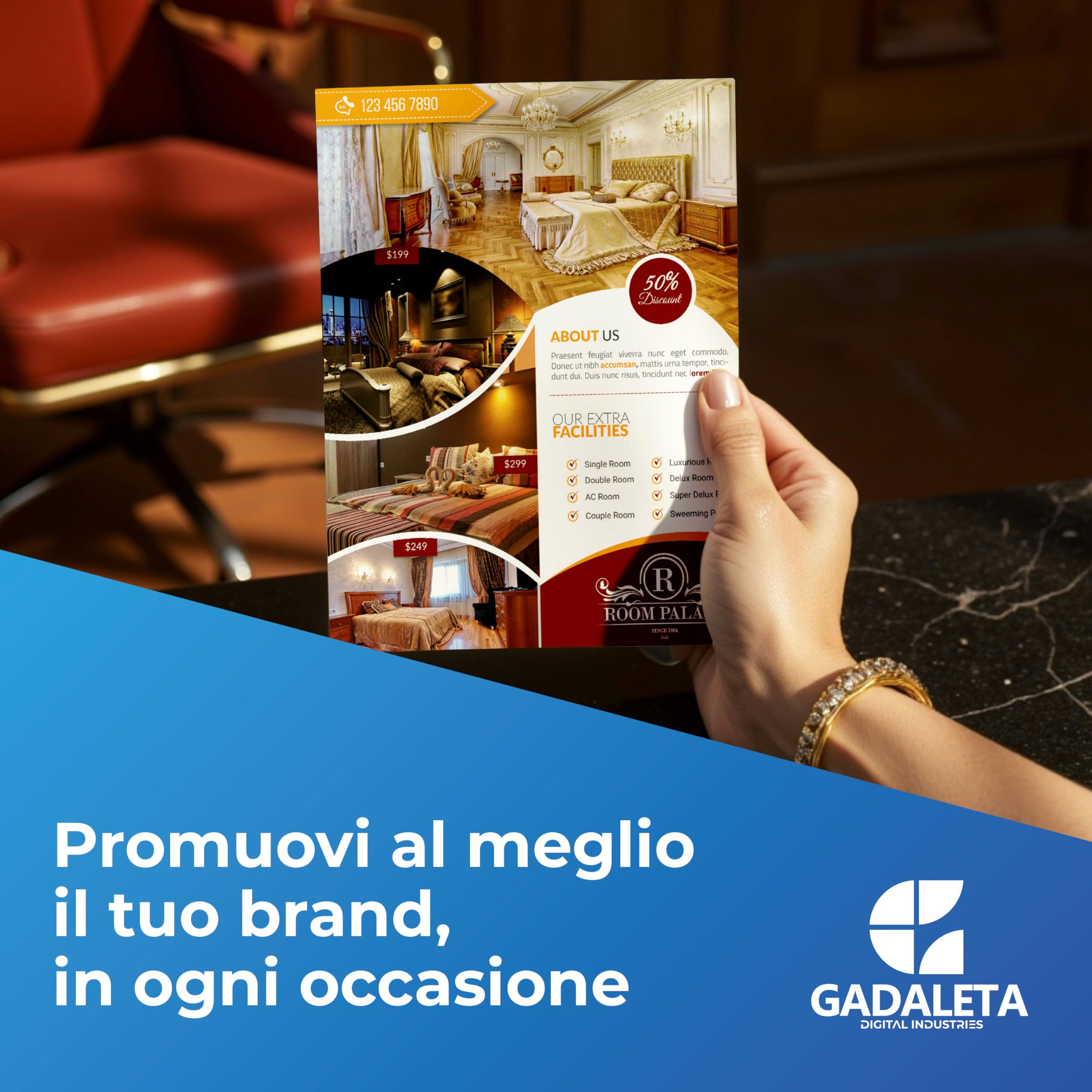 Gadaleta Digital Industries - Volantini Pubblicitari Personalizzati - Flyer Professionali in Carta Patinata 115g - Stampa Fronte/Retro - Ideali per Eventi e Promozioni - Formato A4 (210 x 297 mm)