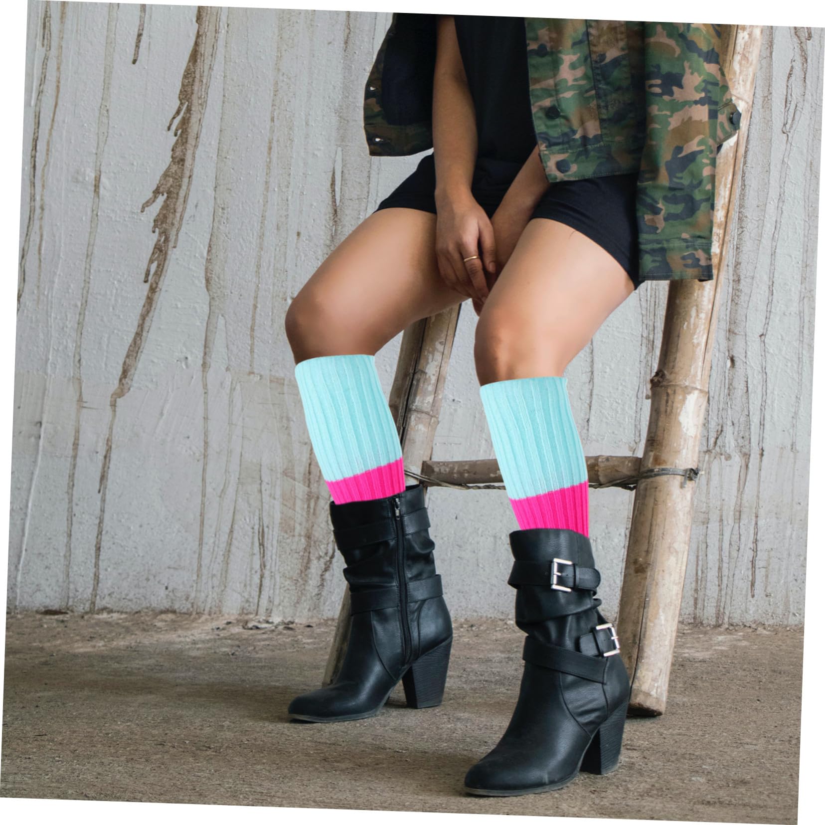Healeved 10 Pares Calentadores de Piernas de Punto Fluorescentes para Mujer Suaves y Cálidos Diseño Colorido y Cómodo para Invierno para Fiestas y Uso Diario