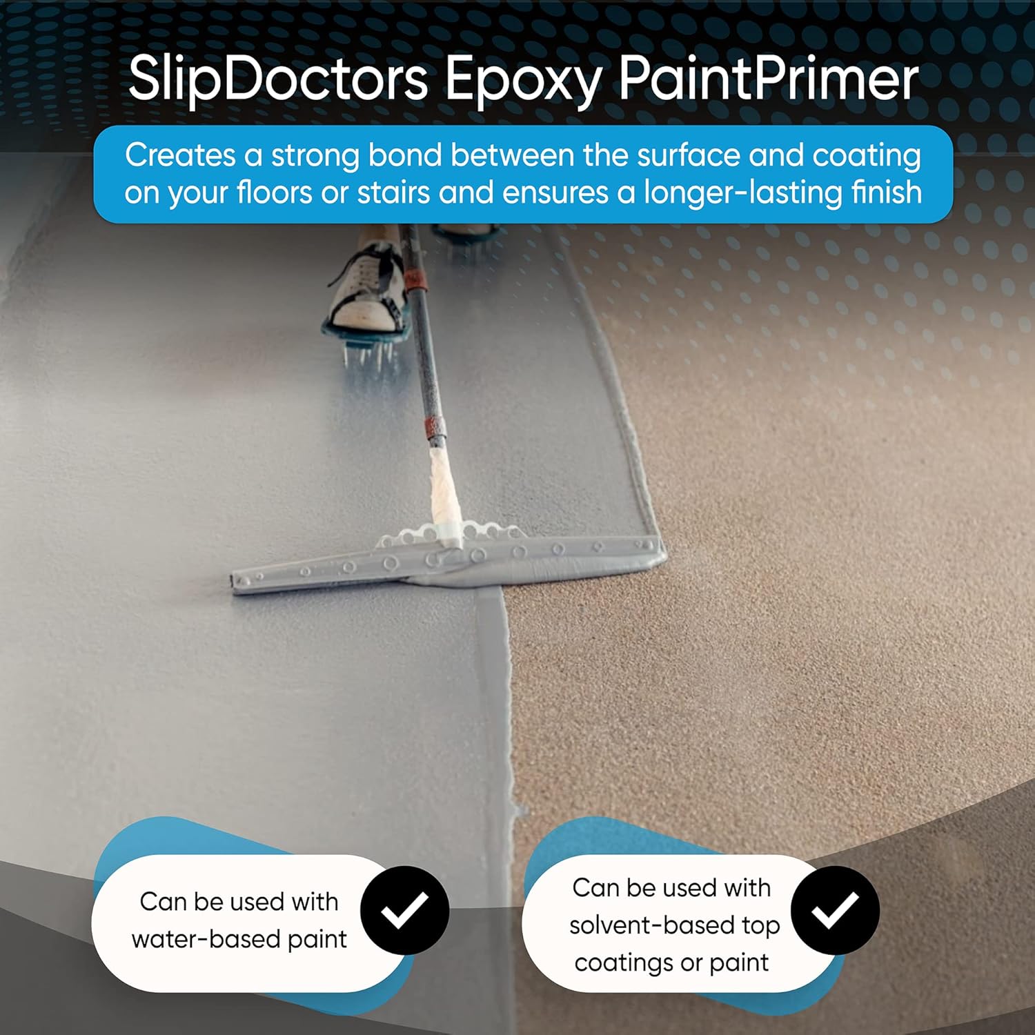 Slip Doctors Epoxy Paint Primer (Quart) for Wood, Metal and Concrete – Ideal for Exterior and Interior Floors and Stairs – Fast Drying & Corrosion Resistant