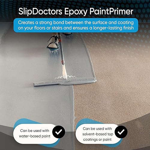Miniatura 3 de Slip Doctors Imprimación de pintura epoxi (galón) para madera, metal y hormigón, ideal para pisos y escaleras exteriores e interiores, secado rápido
