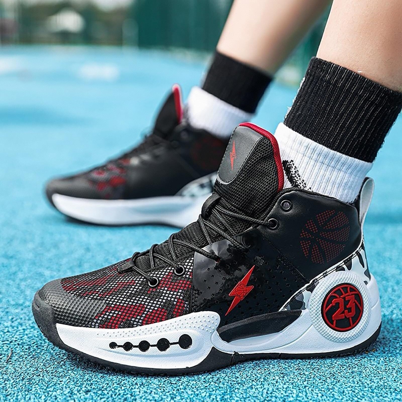 Genérico Zapatillas de Baloncesto for Hombre Transpirables, Antideslizantes, Resistentes al Desgaste, con Agarre y Rebote, Botas Entrenamiento for Deportes Aire Libre Zapatos para Caminar