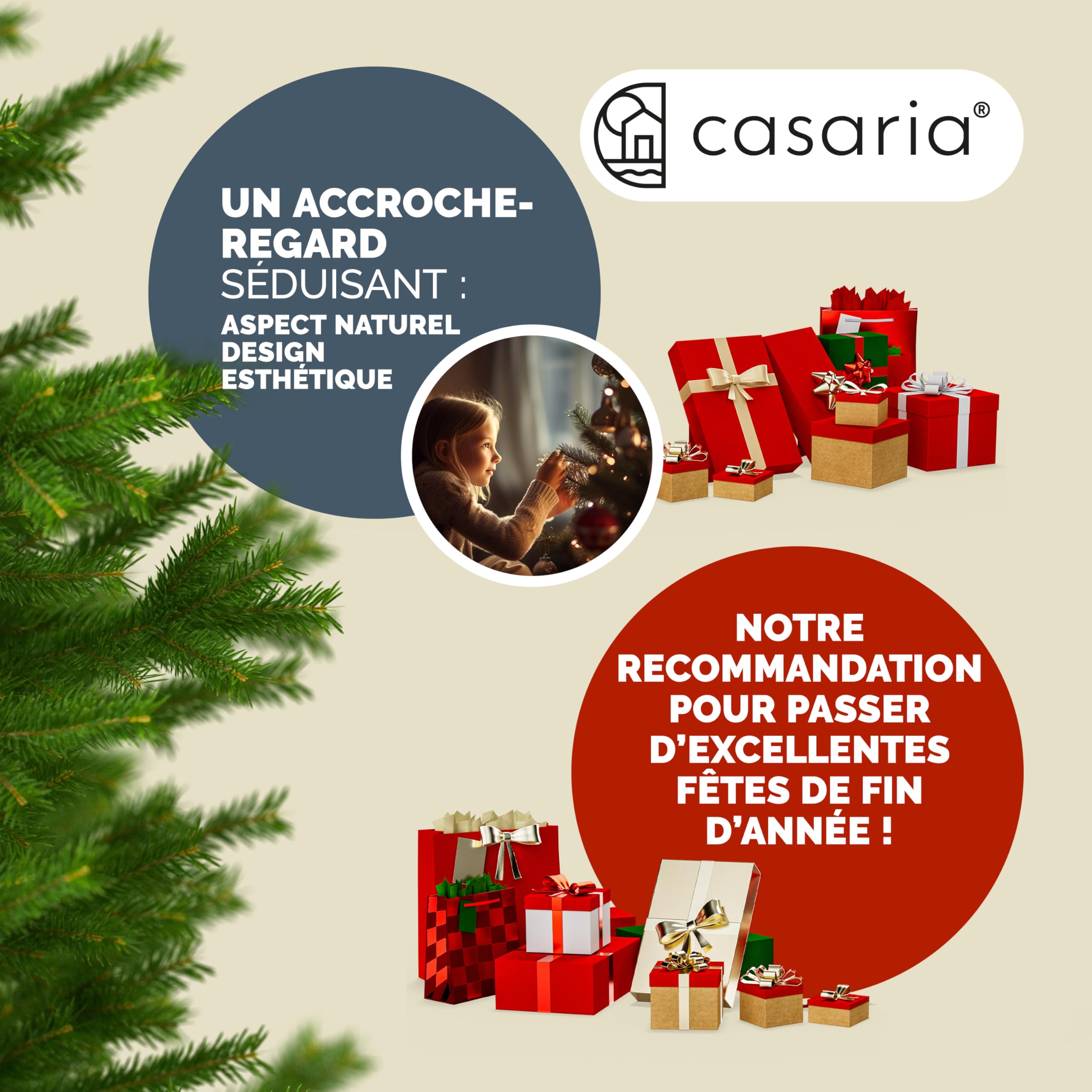 CASARIA® Sapin de Noël Artificiel Premium M 140cm avec Guirlande Lumineuse Support métal Arbre de noël Imitation Parfaite densité Branches