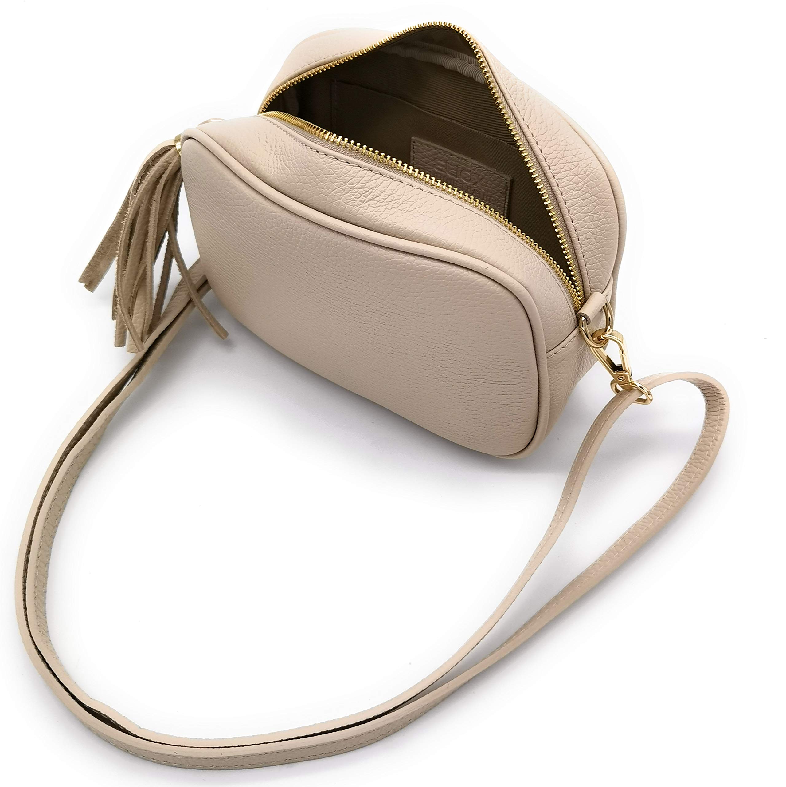 ELIOX Bolso de mujer de piel auténtica Made in Italy pequeño bolso bandolera elegante moda Crossbody Bag Genuine Leather