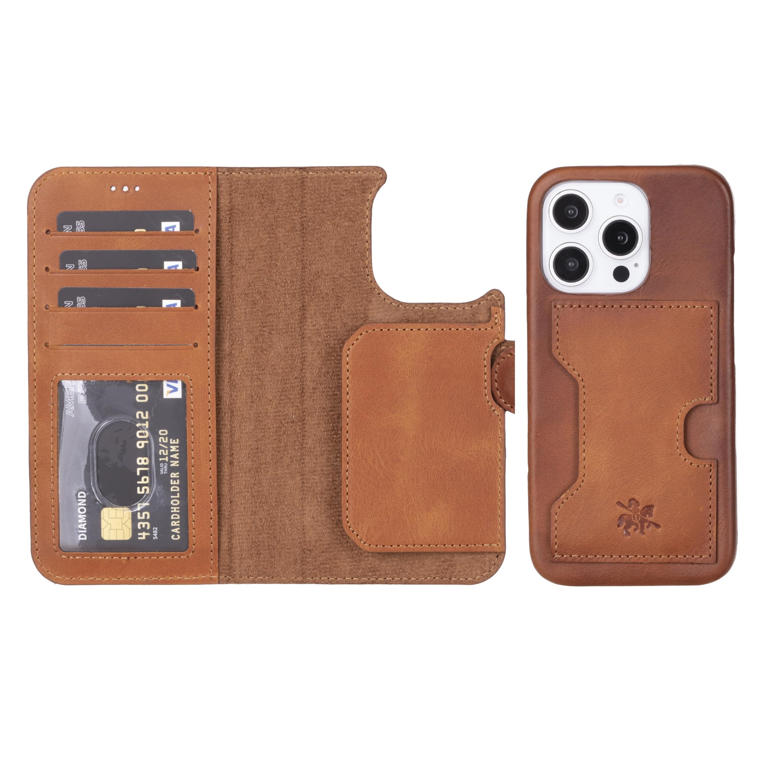 Venito Florence Etui portfelowe na iPhone'a 16 Pro, luksusowy, ręcznie wykonany portfel ze skóry premium 2 w 1, zdejmowany, niemagnetyczny pokrowiec z klapką, ochrona przed upadkiem/uderzeniami z