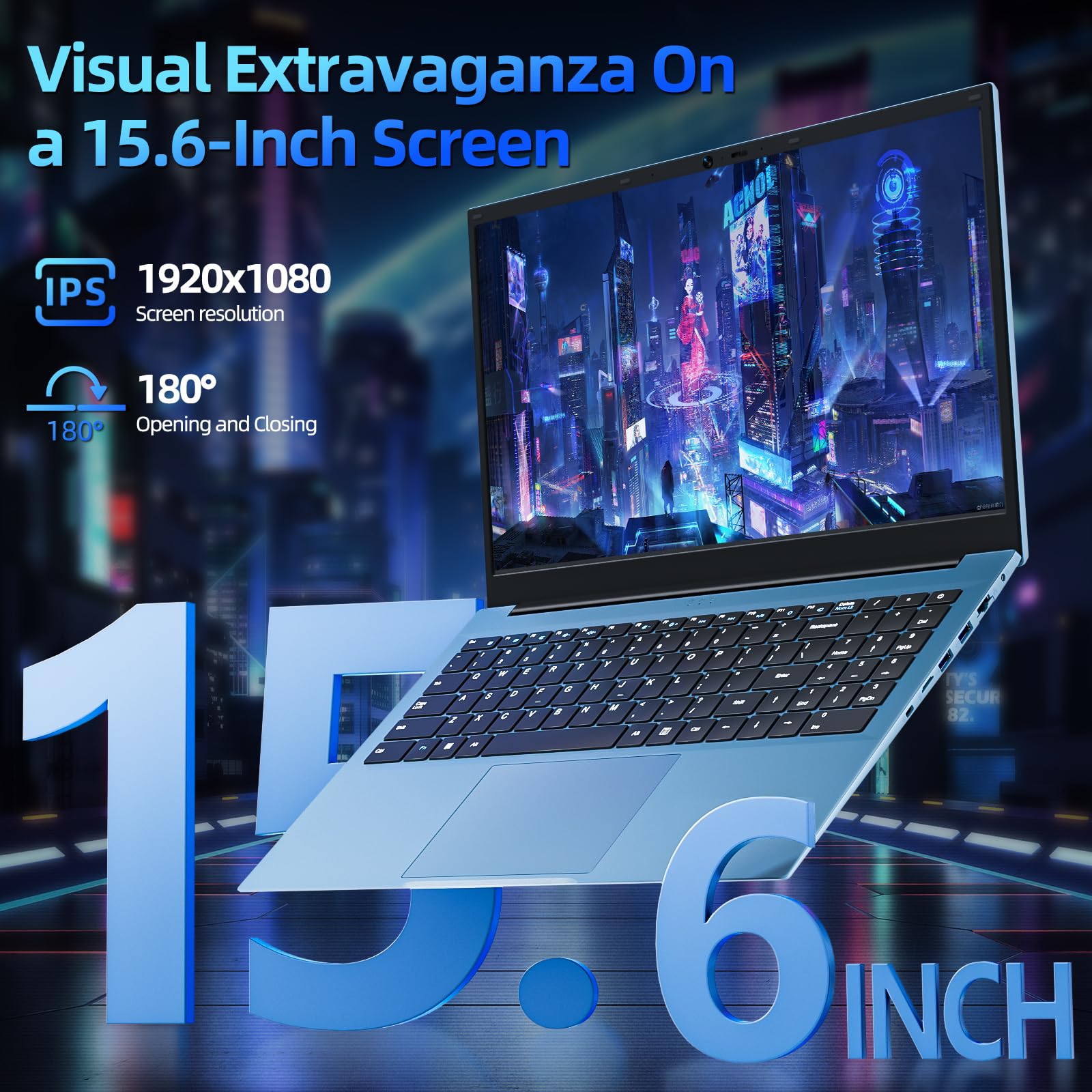 SGIN 15.6 Inch Laptop Computer, Windows 11 Laptops with 16GB RAM 1024GB SSD, Celeron N5100, Office 365, WiFi 6, 53.2WH Battery, 180° Viewing, HDMI, Cooling Fan, for Business and Students — view 4