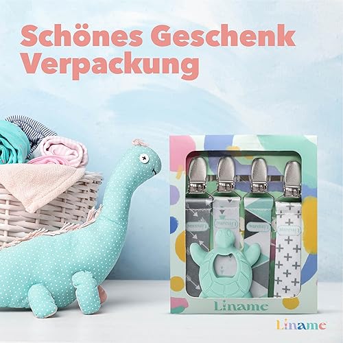 Miniatura 36 de Liname Clip neutro para chupete con juguete de dentición, paquete de 4 clips para chupete para niños y niñas, soporte para chupete Soothie Paci,