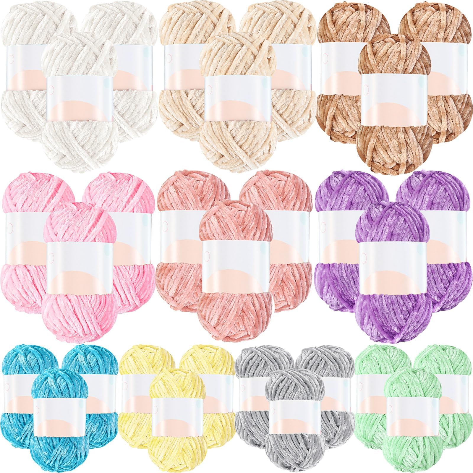 Timgle 45 Pcs Chenille Yarn 6mm Soft Thick Plush Yarn Bulk