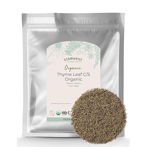 Starwest Botanicals Corte de hoja de tomillo orgánico, bolsa de 1 libra