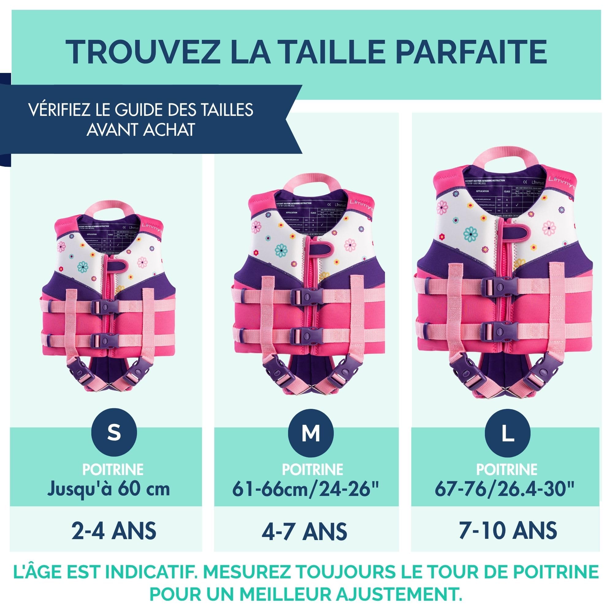Limmys Gilet de Natation pour Enfants – Aide à la Flottaison avec Panneaux en Mousse Intégrés, Certifié CE, Design Primé et Approuvé par Les Parents, Double Fermeture avec Zip YKK, Néoprène Premium