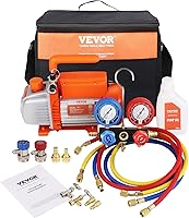 Vista 11 de VEVOR Bomba de Vacío de CA de 3.5 CFM y Juego de Manómetros, Bomba de Vacío de Aire HVAC de Paletas Rotativas de Una Etapa, Kit de Manómetro