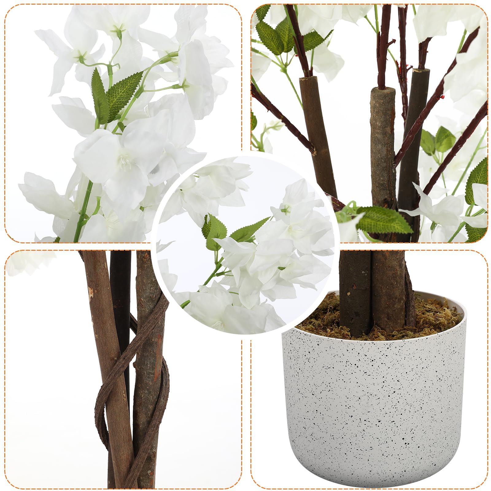 Cerisier Artificiel en Fleurs avec Pot, 2,9/5/6 ft