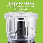 Hamilton Beach Stack & Press Chopper & Mini Food Robot, 350 Watts, 3 Cup Bowl, Stainless Steel Blades, For Chopping, Mashed & Emulsifying, Black, 72850G | Simple Stack & Press Design | 350 Watts & Stainless Steel Blades For Chopping, Chopping & Mashed