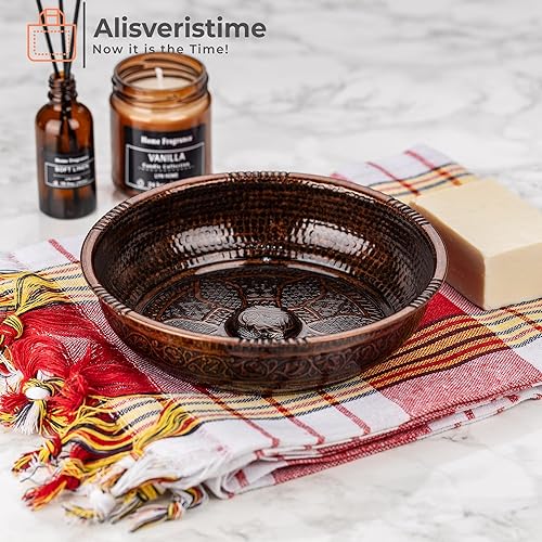 Miniatura 2 de Alisveristime Hammam tradicional turco con motivos auténticos (15.50 onzas) hecho de zinc (7.87 pulgadas de diámetro) (cobre antiguo)