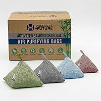 Vista 1 de Paquete de 4 bolsas purificadoras de aire de carbón de bambú activado naturalmente Bolsa desodorante natural para el hogar Bolsa de carbón