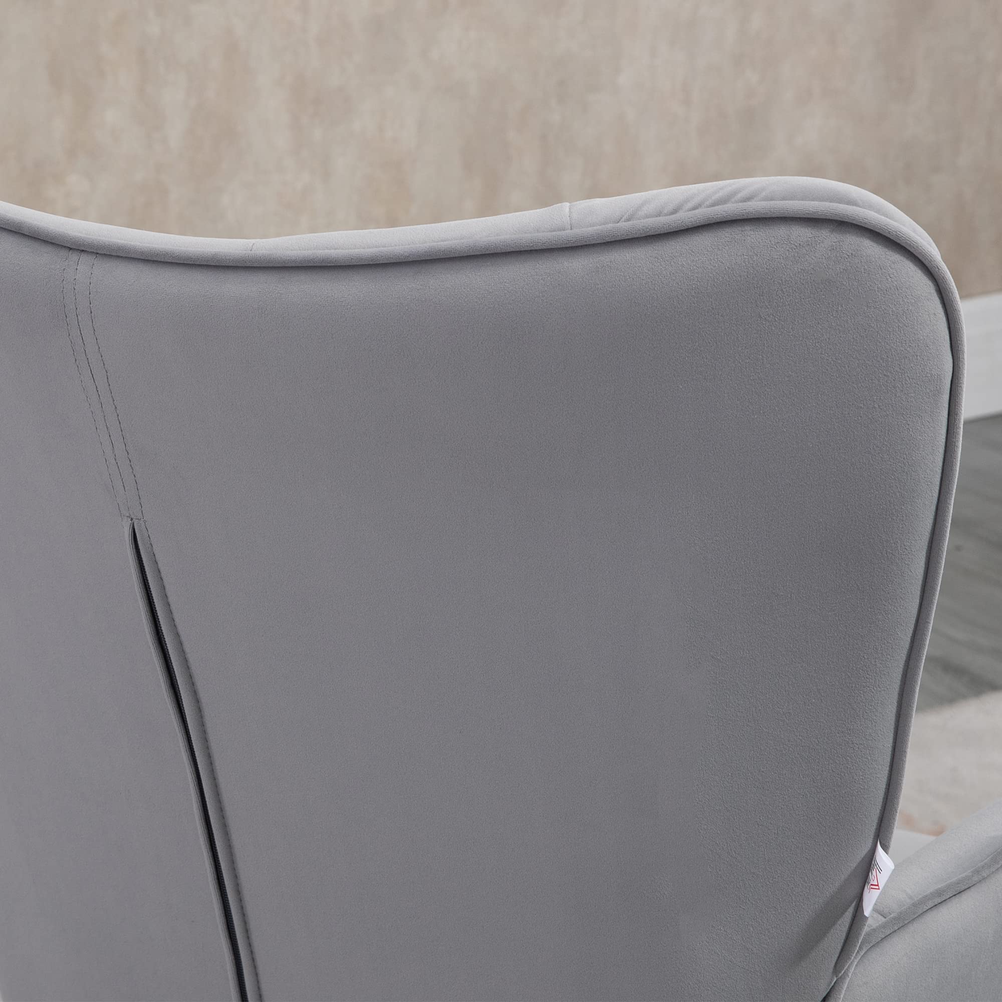 HOMCOM Sillón Individual Butaca de Dormitorio Butaca de Salón Tapizado en Terciopelo con Respaldo Alto Reposabrazos y Patas de Acero Estilo Moderno 68x72x103 cm Gris