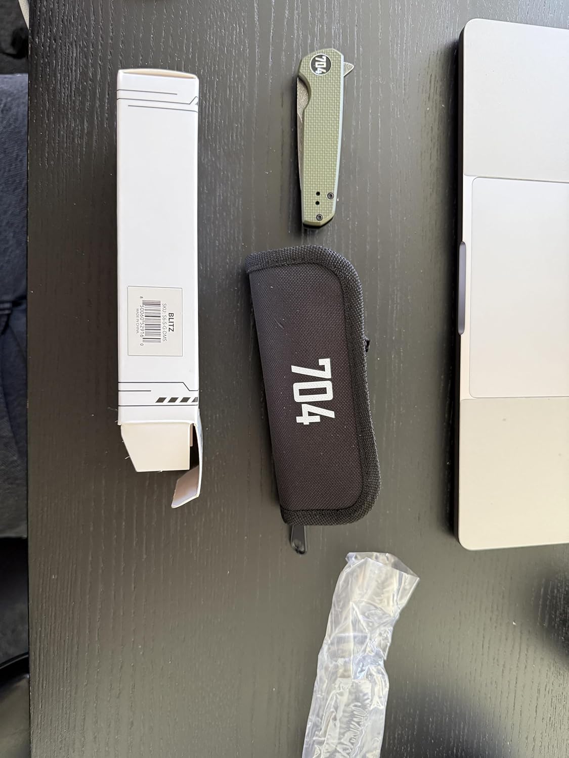 704 Gear Blitz EDC Folding Pocket Knife | Compact 2.98" Blade, Damascus Steel, G10 Handle, Reversible Pocket Clip | Olive Drab Green with Damascus Steel