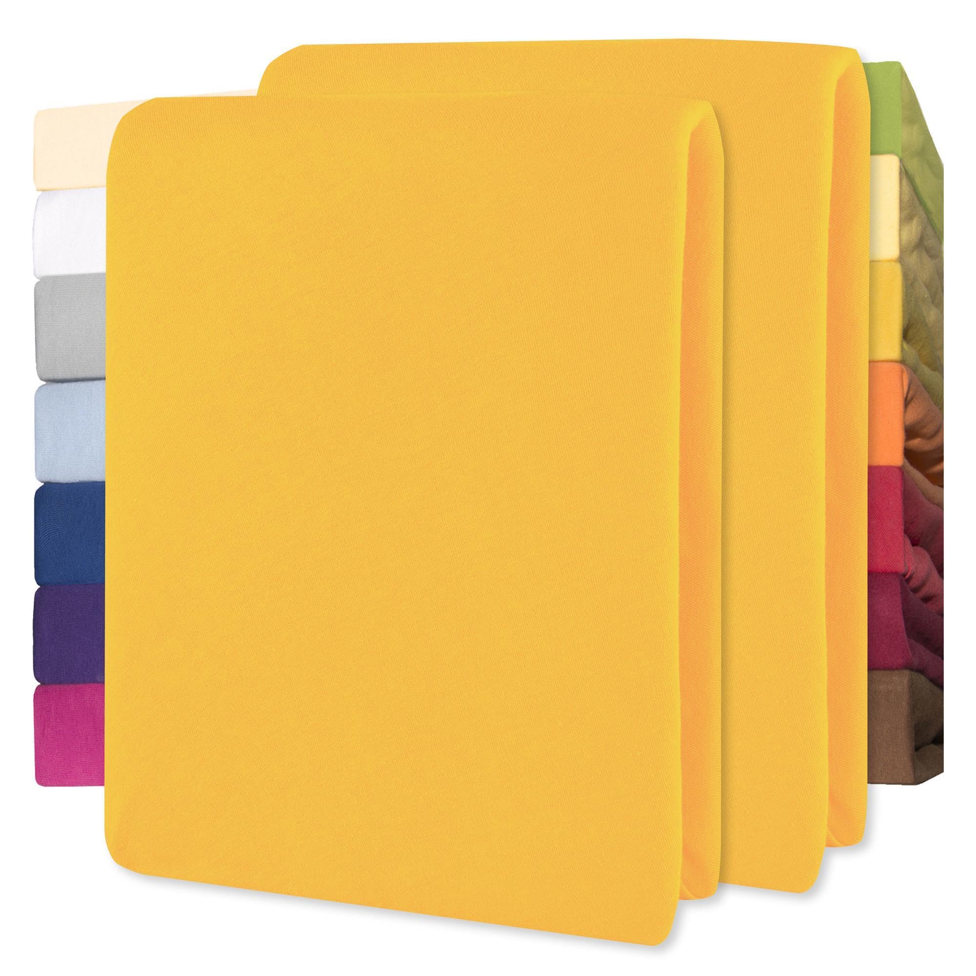 CelinaTex Jersey Spannbettlaken Lucina für Kids Doppelpack 60x120-70x140cm mais gelb 100% Baumwolle gekämmt superweich Spannbettbezug, Leintuch, Bettlaken, elastisch, Strech, Oeko-Tex