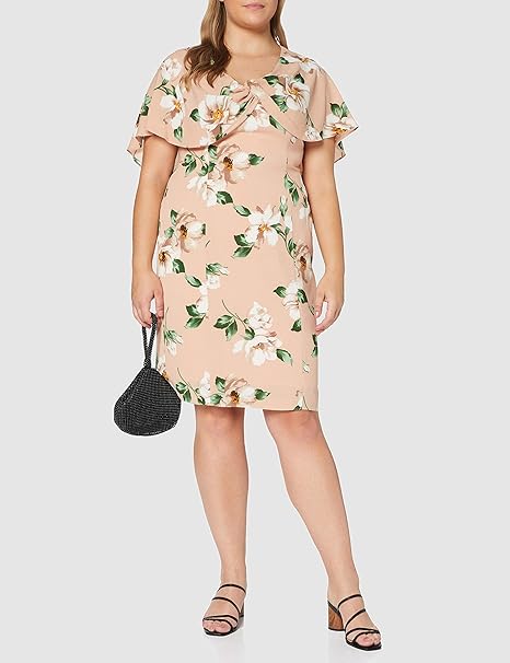 Gina Bacconi Abito Da Cocktail Samanda In Georgette Floreale Rosso E Pesca - Vestito Donna Con Cappuccio