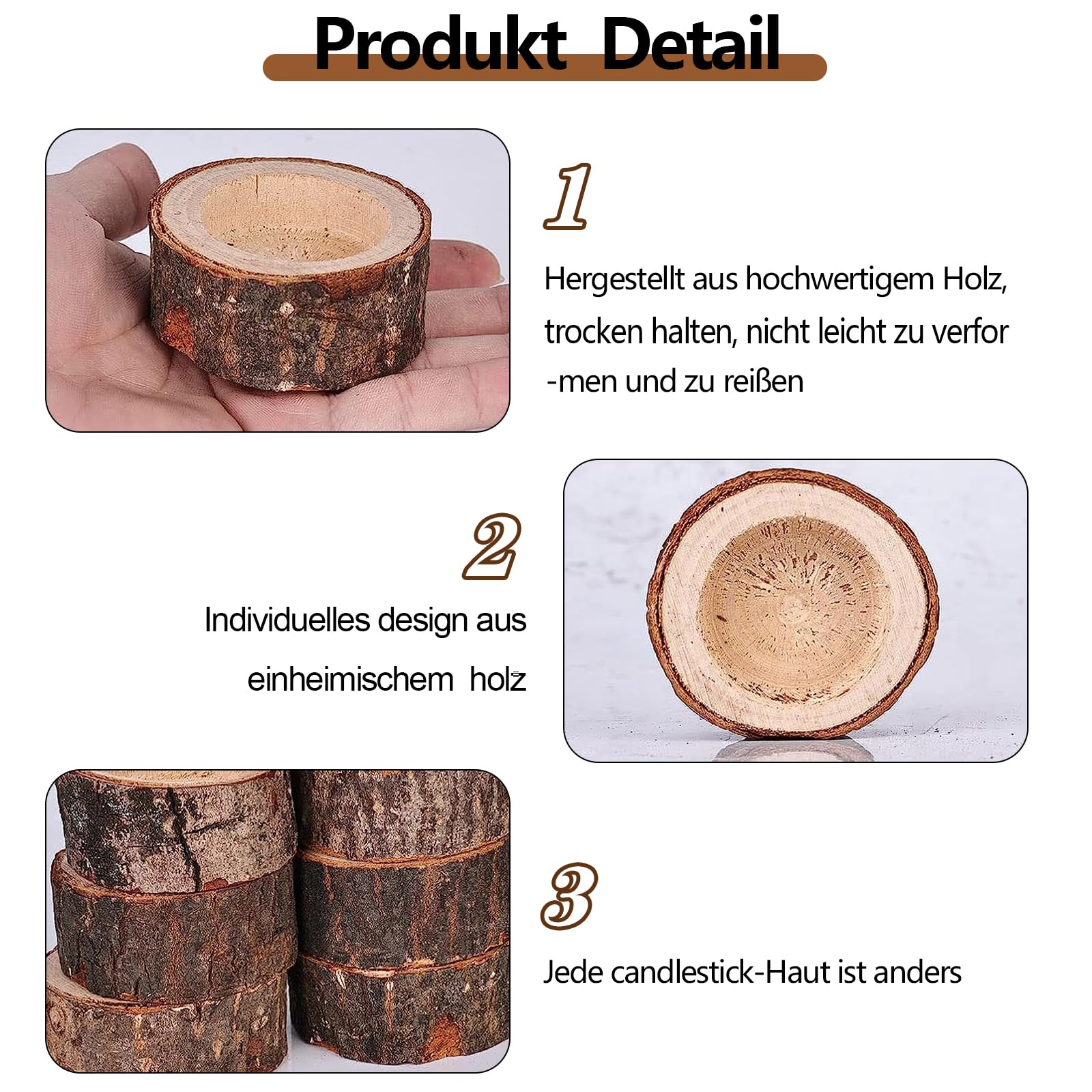 Portacandelitas Madera, 12 Piezas de Portavelas de Madera, Portavelas Redondo de Madera, Candelabro de Madera Personalizado, para Bodas, Cumpleaños, Fiestas, Adorno