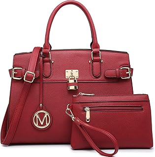 MKP Women Fashion Satchel Handbags and Purses Ladies Top Handle Tote Work Shoulder Bags with Matching Wristlet Wallet (Red)