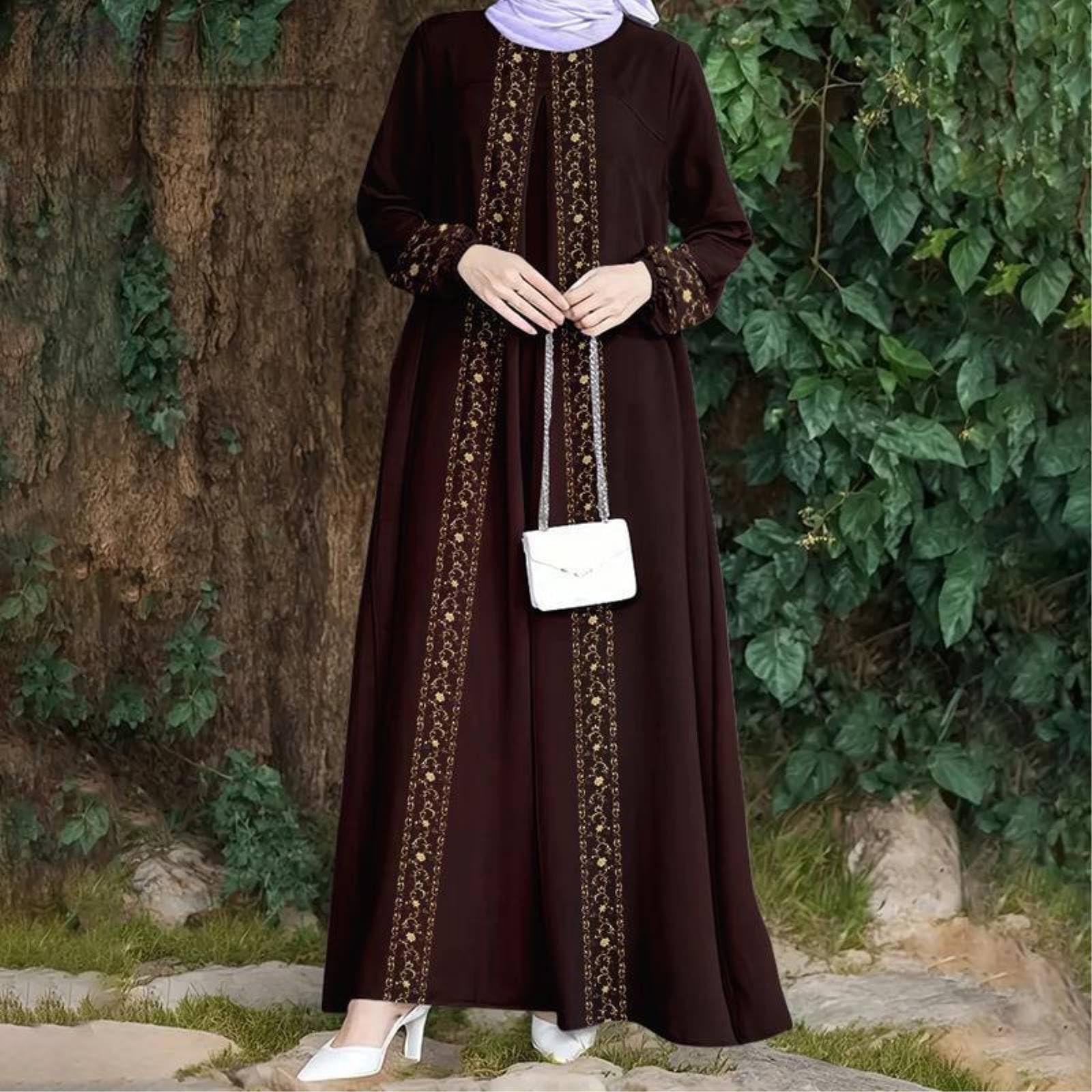 ANTTK - Maxi abito da donna con stampa 3D, ampio, maniche a 3/4