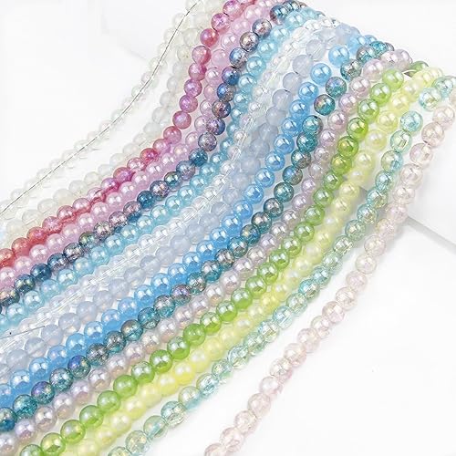 Miniatura 5 de 450 cuentas redondas de vidrio de 0.315 pulgadas para hacer pulseras, kit de fabricación de cuentas brillantes de 15 colores para adultos, cuentas