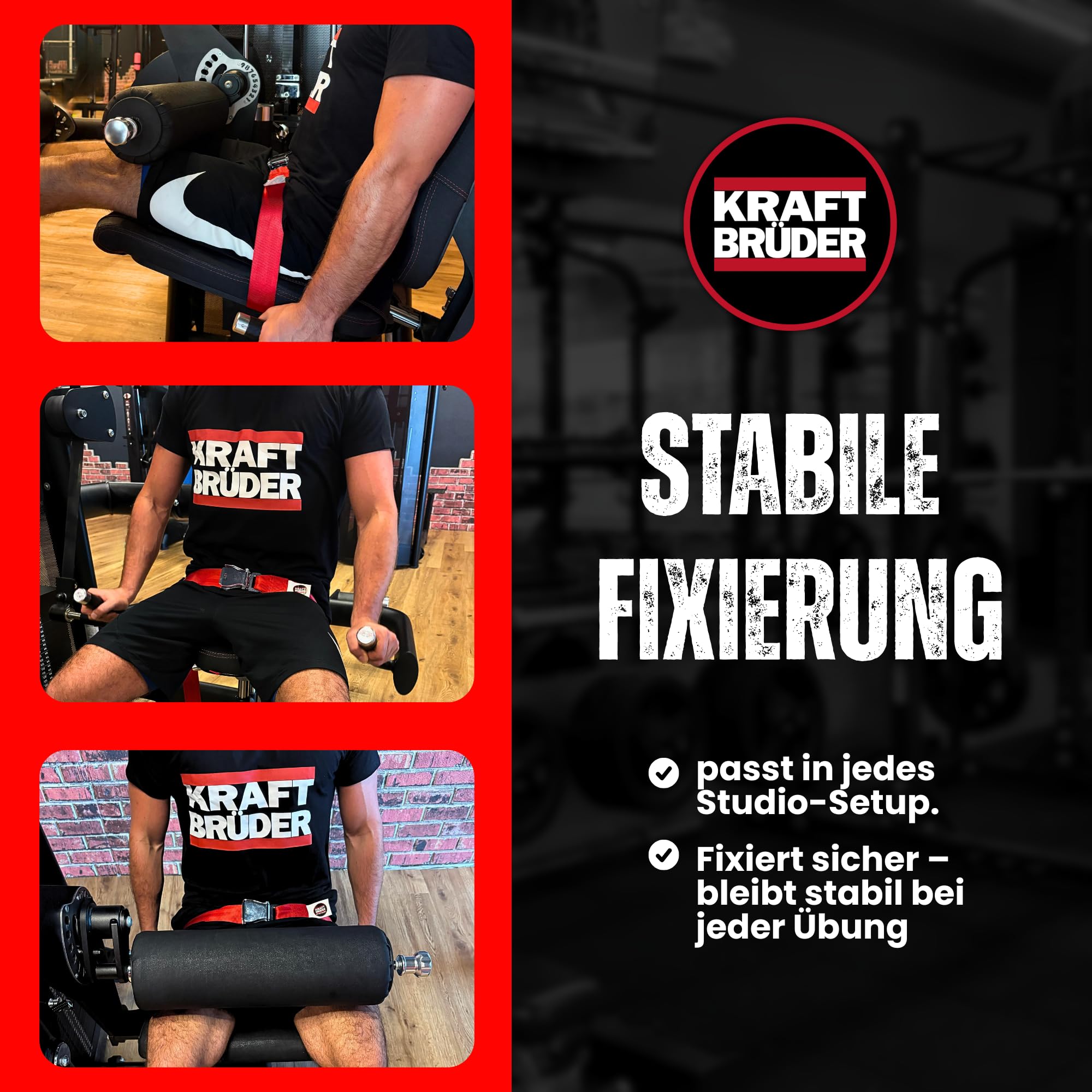 KraftGurt - Trainingsgurt zum Anschnallen an Fitnessgeräten - Für Bodybuilding, Powerlifting & Muskelaufbau - Stabil, verstellbar & rutschfest für maximale Kontrolle
