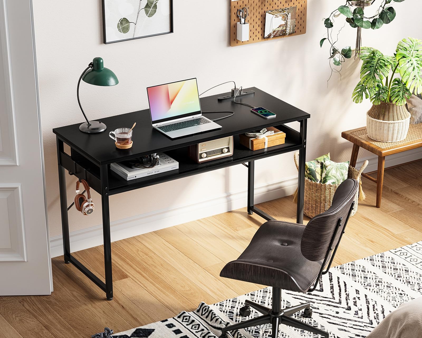 Amazon | 机 pcデスク パソコンデスク 幅100cm ゲーミングデスク 収納