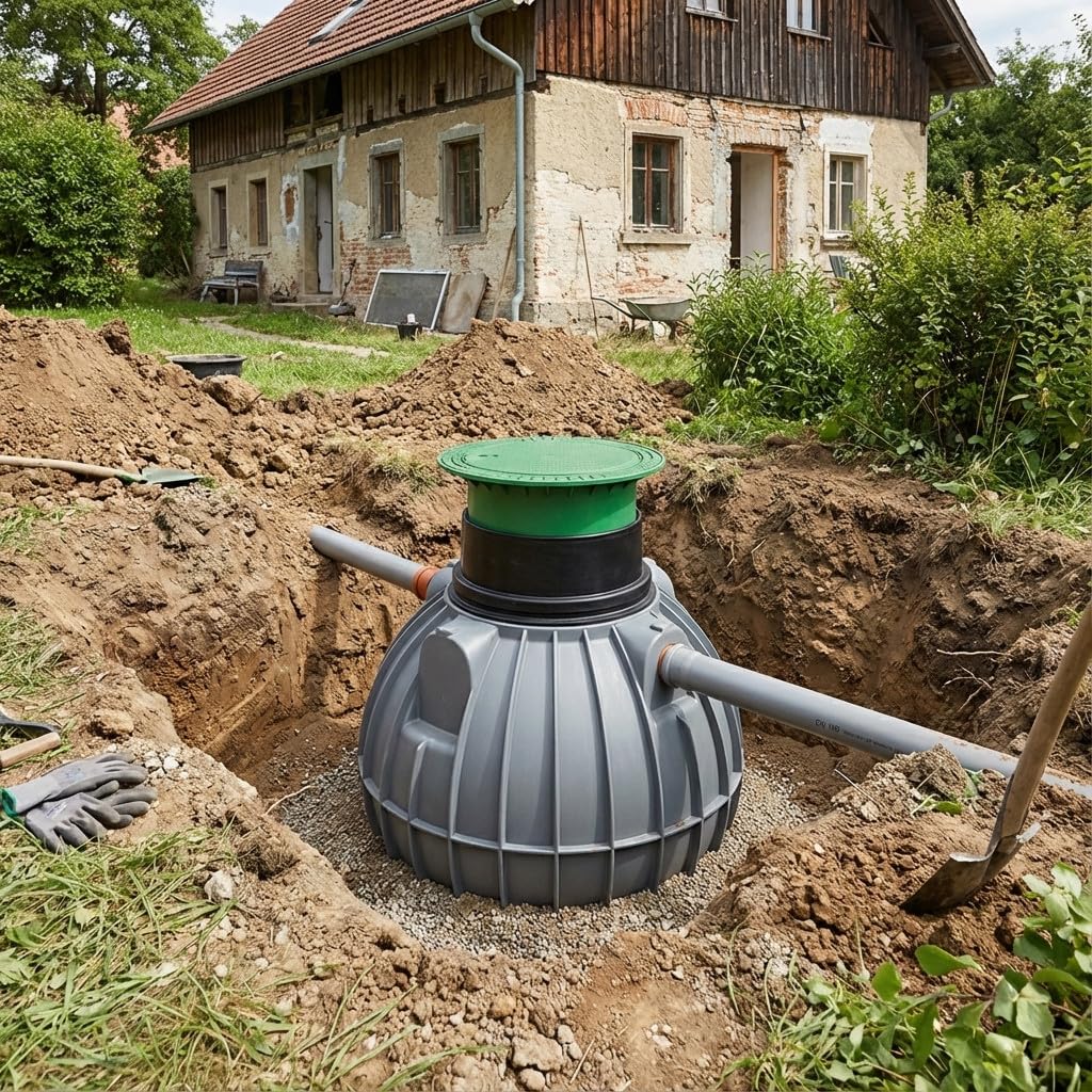 Fosse septique enterrée 600 litres 112 cm 98,5 cm couvercle télescopique