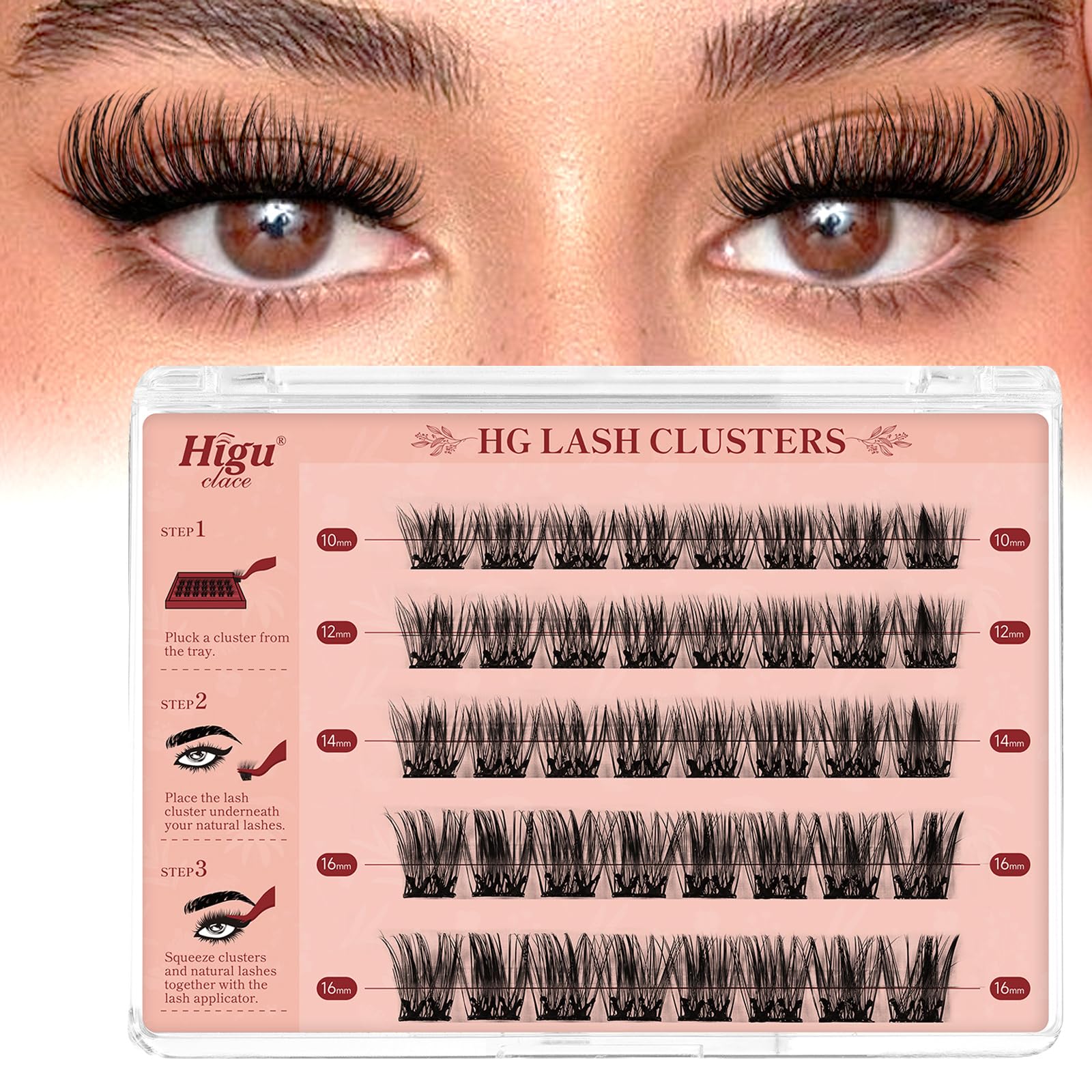 Higu Clace Ciglia Autoadesive, Ciuffetti Ciglia Finte Mix 10-16 Mm, Ciglie Finte Naturali, Ciglissime Press E Go Kit Senza Colla Adatto Ai Principianti(Natural)