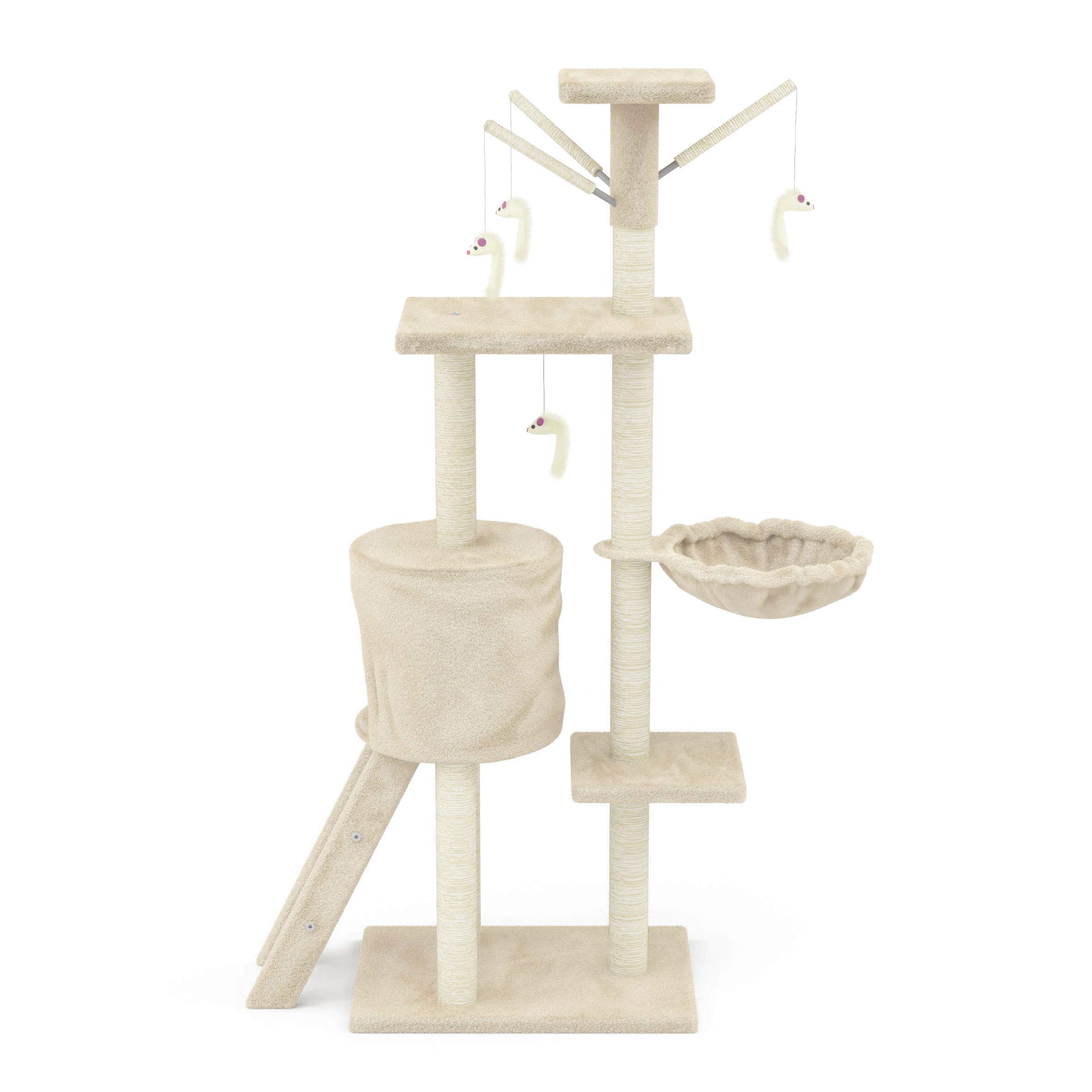 Beltom® Rascador Afilador Uñas para Gatos Árbol Escalador Mascota Rascarse Juego 140 cm - Beige